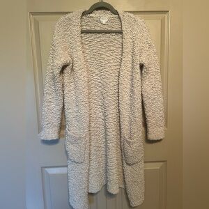 Pink Rose Cream Open-Front Sweater